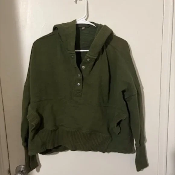 Mad Fabriq Olive Green Button-Up Hoodie Sweatshirt – Approx. M/L - Picture 1 of 5